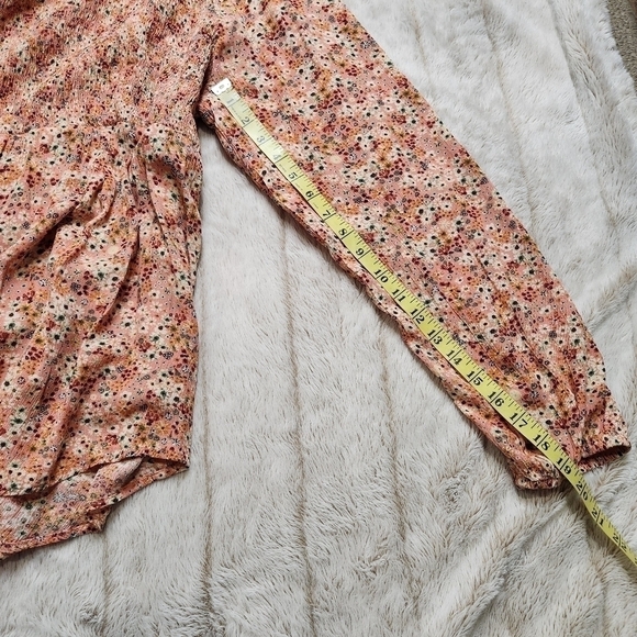 Blouse Retro Floral Long sleeves V-neckline Pink Size 3X SONOMA - Picture 11 of 14